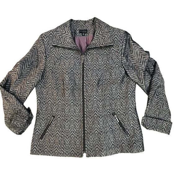 Juliana Collezione Jackets & Blazers - VINTAGE Metallic Zebra Animal Print Full Zip Mob Wife Blazer Jacket Size 10